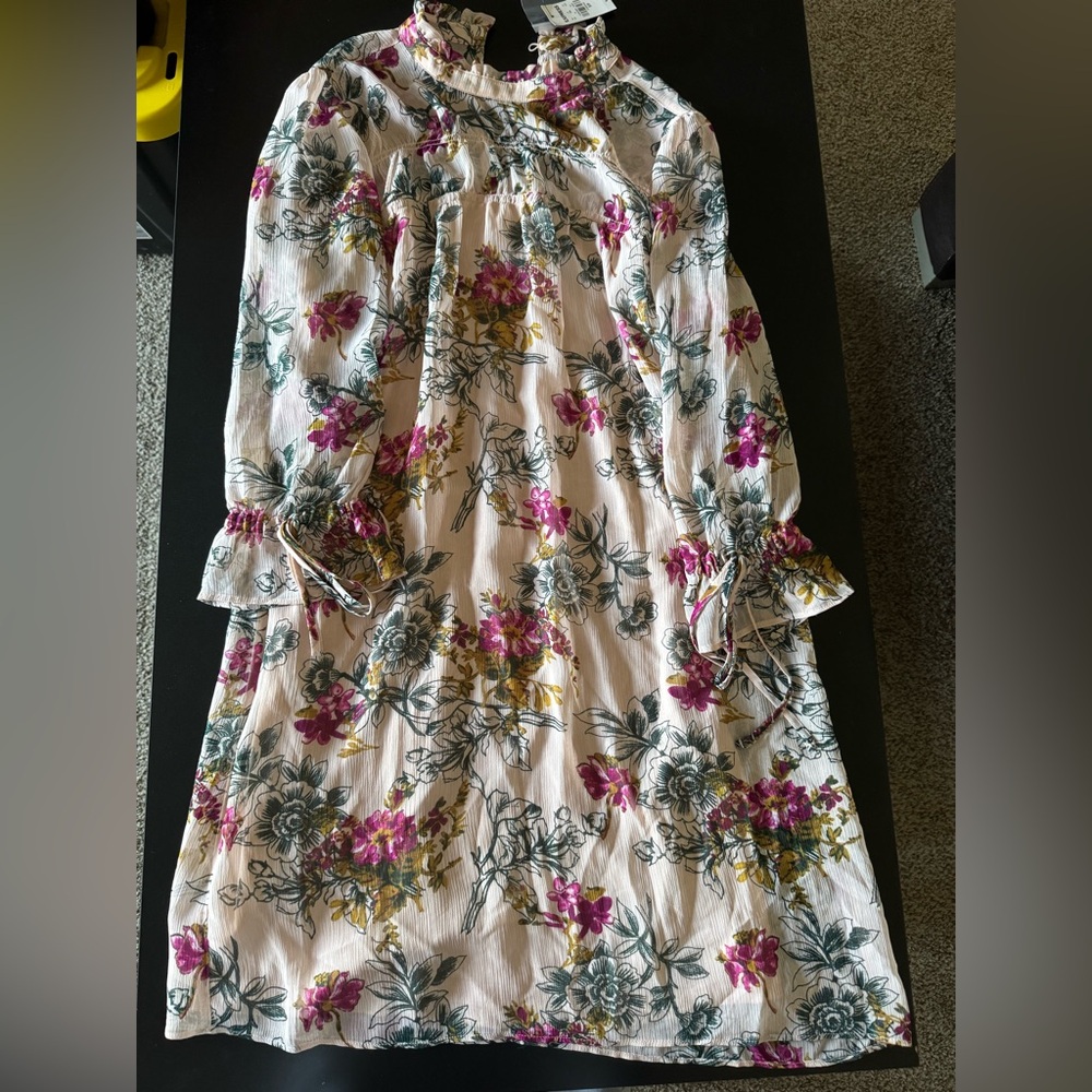 Express Floral Print Dress with Pink and Green Accents